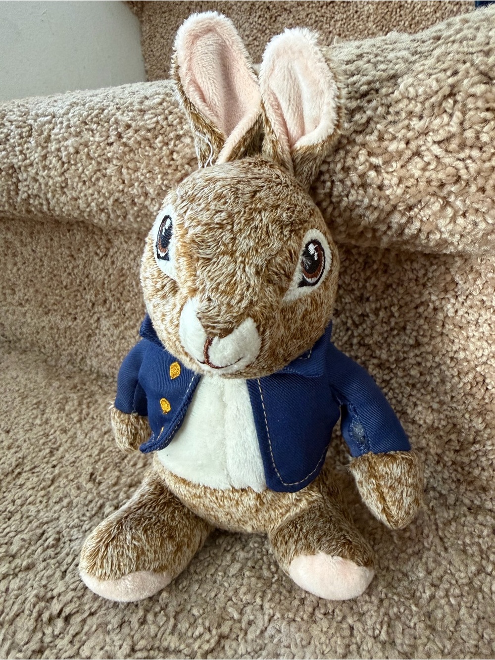 Peter Rabbit Movie Plush Stuffed Animal Blue Jacket Embroidered Patch 10" Fair